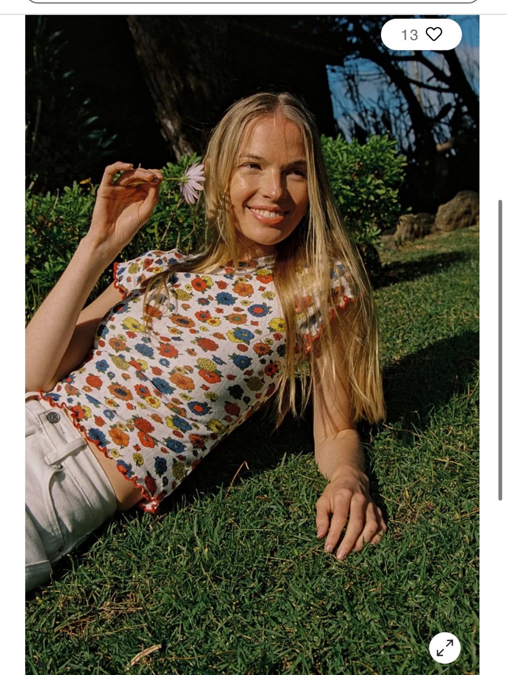 Lisa Says Gah White Floral Ruffled-Edge Crop Top